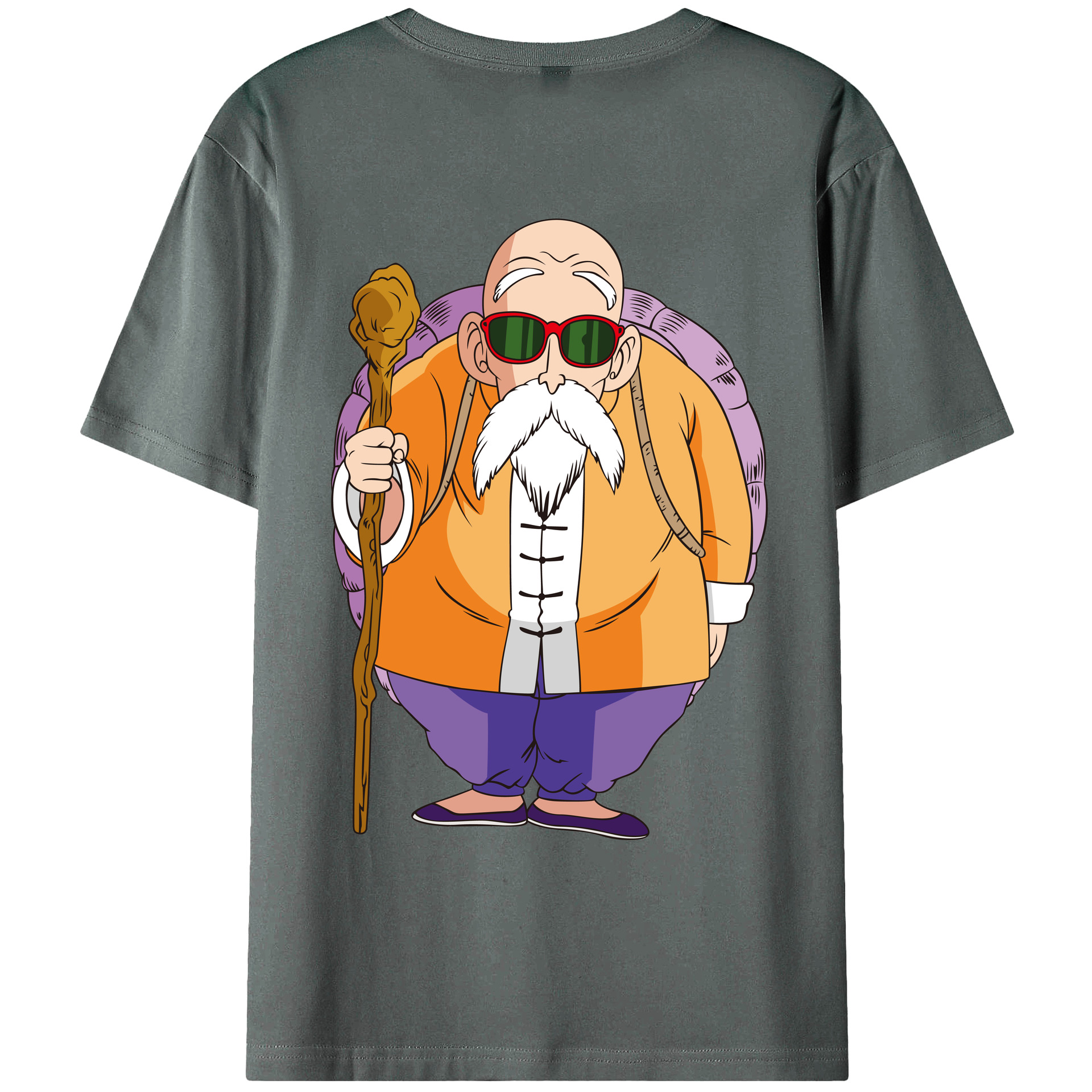 （画像用） ドラゴンボール 亀仙人（かめせんにん） DRAGON BALL Master Roshi Kame Sennin 綿100％ メンズ半袖Tシャツ（バックプリント） 通気性